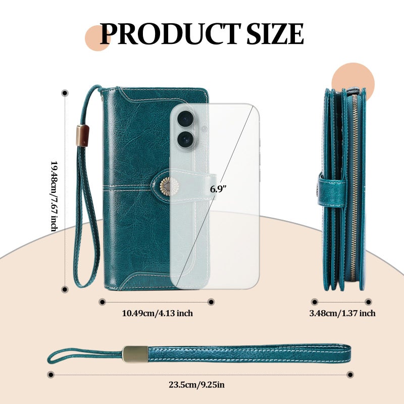 FALAN MULE Women's Wallet Genuine Leather RFID Blocking Large Capacity Trifold Ladies Wallet Wristlet Clutch Card Holder - Image 5
